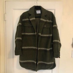 Forest green and stripes soft brushed shacket 🍁